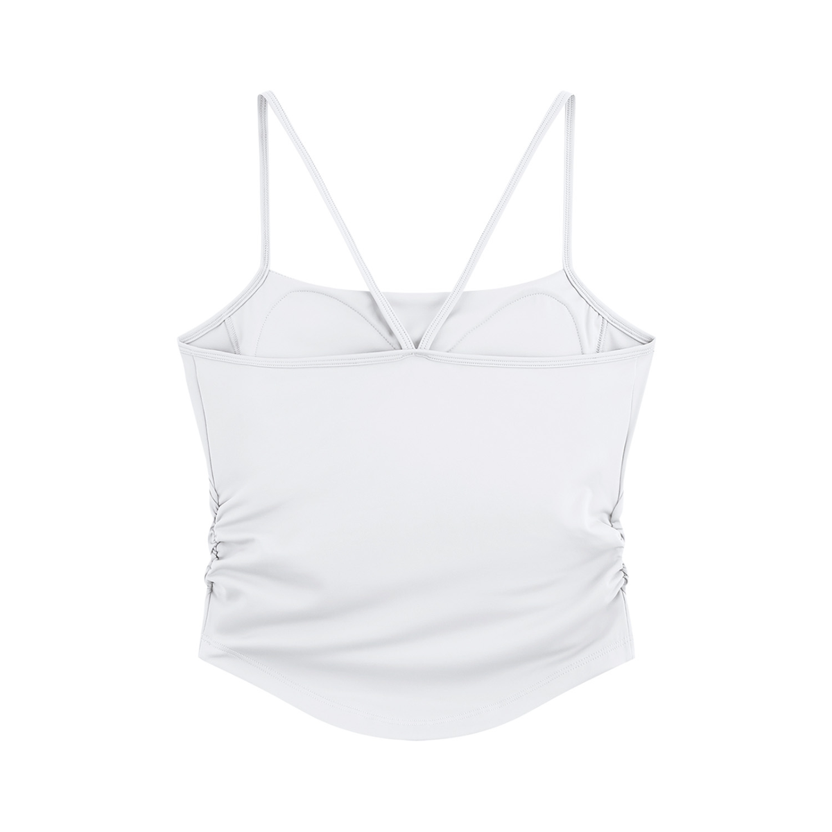 NEVER DEFEATED RUCHED YOGA TANK TOP 'WHITE'