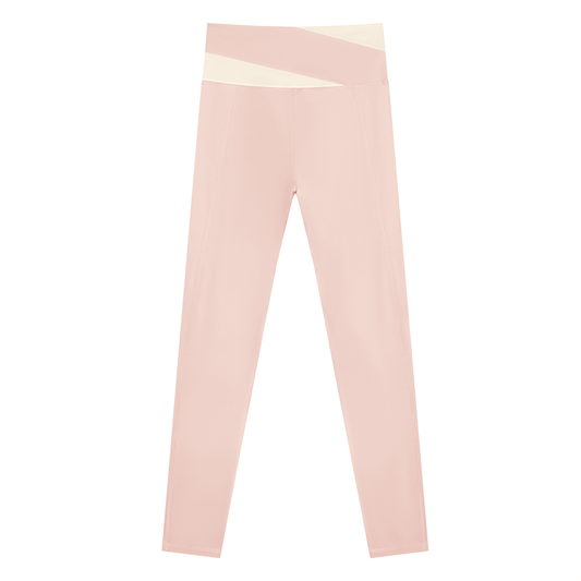 NEVER DEFEATED BLOCK YOGA LEGGINGS 'APRICOT'