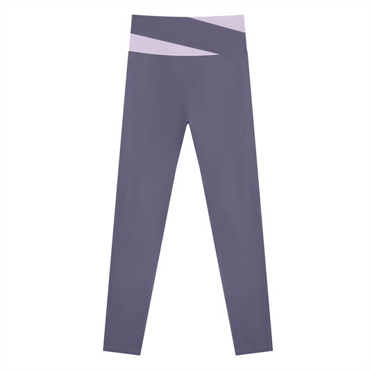 NEVER DEFEATED BLOCK YOGA LEGGINGS 'PURPLE'
