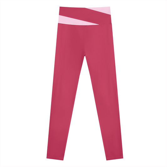 NEVER DEFEATED BLOCK YOGA LEGGINGS 'RED'