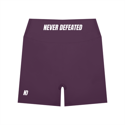 NEVER DEFEATED HIGH WAISTED YOGA SHORTS 'PURPLE'
