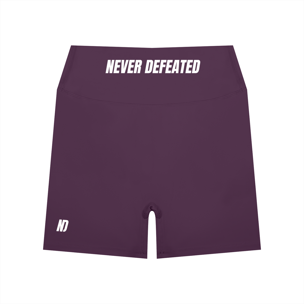 NEVER DEFEATED HIGH WAISTED YOGA SHORTS 'PURPLE'