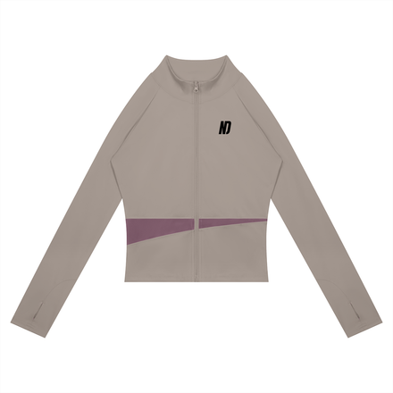NEVER DEFEATED PANELED YOGA JACKET 'DARK PURPLE'