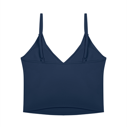 NEVER DEFEATED V-NECK YOGA TANK TOP 'BLUE'