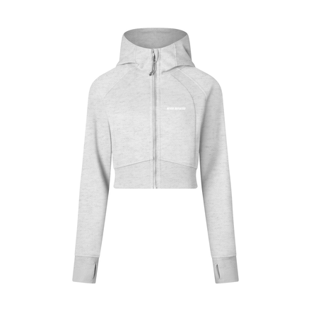 NEVER DEFEATED CROPPED ZIP HOODIE WOMEN 'VOLUME 1' GRAY