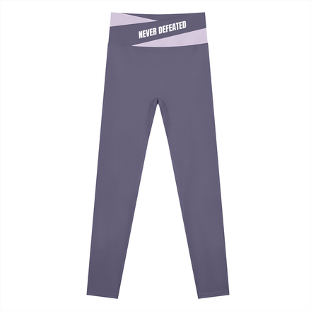 NEVER DEFEATED BLOCK YOGA LEGGINGS 'PURPLE'