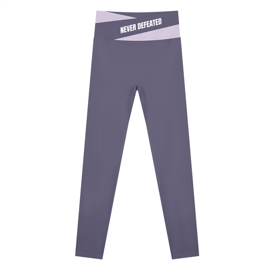 NEVER DEFEATED BLOCK YOGA LEGGINGS 'PURPLE'