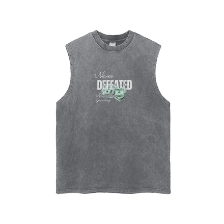 NEVER DEFEATED SNOW WASHED TANK TOP 'VOLUME 2' DARK GRAY