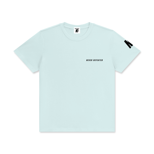 NEVER DEFEATED CLASSIC LOGO TEE ‘BLUE’