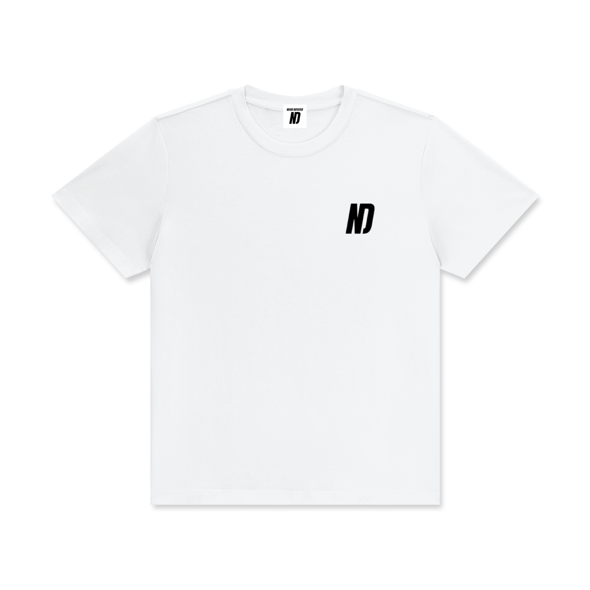 NEVER DEFEATED CLASSIC LOGO TEE ‘WHITE’