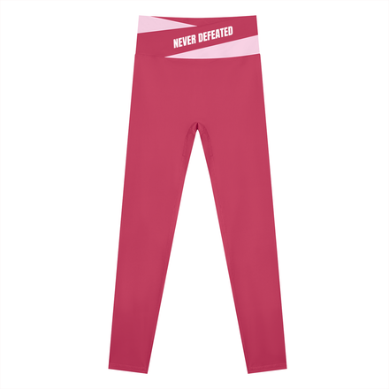 NEVER DEFEATED BLOCK YOGA LEGGINGS 'RED'
