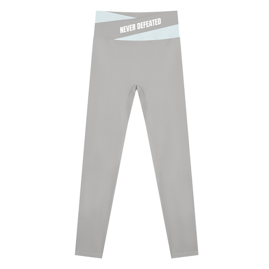NEVER DEFEATED BLOCK YOGA LEGGINGS 'GRAY'