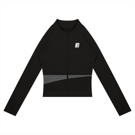 NEVER DEFEATED PANELED YOGA JACKET 'BLACK'