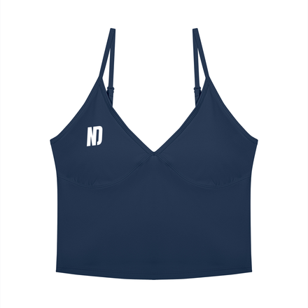 NEVER DEFEATED V-NECK YOGA TANK TOP 'BLUE'