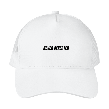 NEVER DEFEATED TRUCKER HAT 'VOLUME 1' WHITE