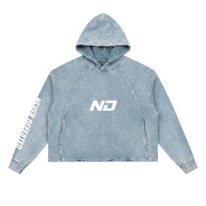 Vintage Washed Frayed-Hem Hoodie