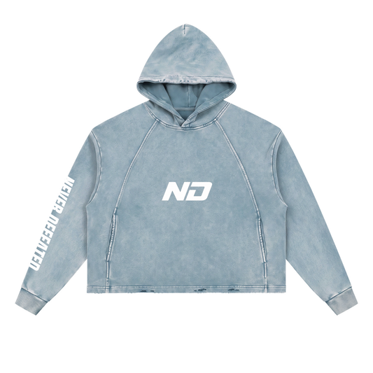 Vintage Washed Frayed-Hem Hoodie