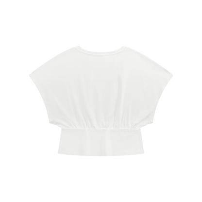 NEVER DEFEATED CROPPED DOLMAN TSHIRT 'WHITE'
