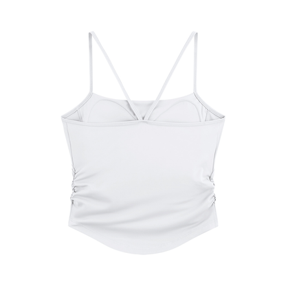 NEVER DEFEATED RUCHED YOGA TANK TOP 'WHITE'