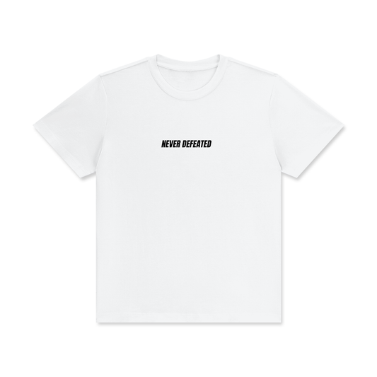NEVER DEFEATED CLASSIC TEE ‘WHITE’