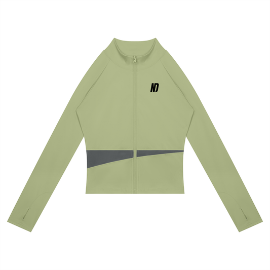 NEVER DEFEATED PANELED YOGA JACKET 'GREEN'
