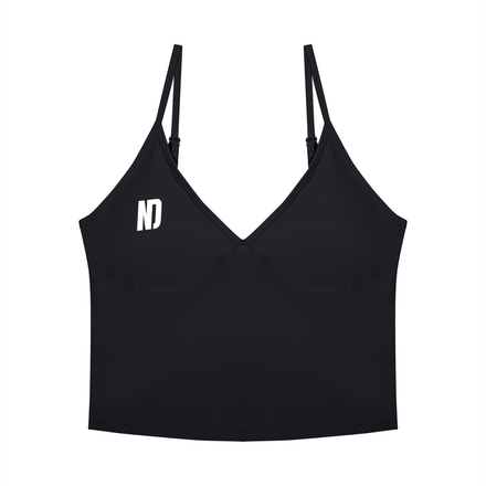 NEVER DEFEATED V-NECK YOGA TANK TOP 'BLACK'