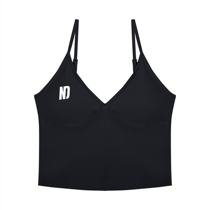 NEVER DEFEATED V-NECK YOGA TANK TOP 'BLACK'