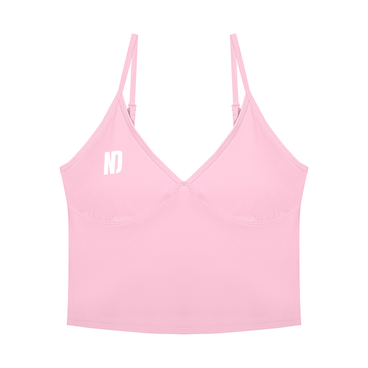 NEVER DEFEATED V-NECK YOGA TANK TOP 'PINK'