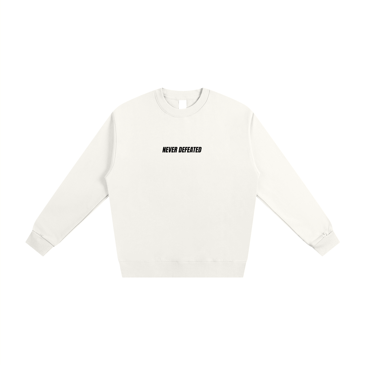 NEVER DEFEATED HEAVYWEIGHT SWEATSHIRT ‘WHITE’