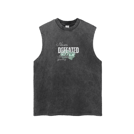 NEVER DEFEATED SNOW WASHED TANK TOP 'VOLUME 2' BLACK