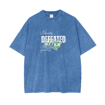 NEVER DEFEATED SNOW WASHED TEE 'VOLUME 2' BLUE