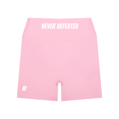 NEVER DEFEATED HIGH WAISTED YOGA SHORTS 'PINK'