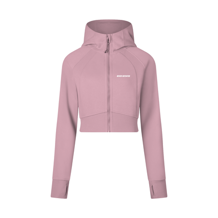 NEVER DEFEATED CROPPED ZIP HOODIE WOMEN 'VOLUME 1' PINK