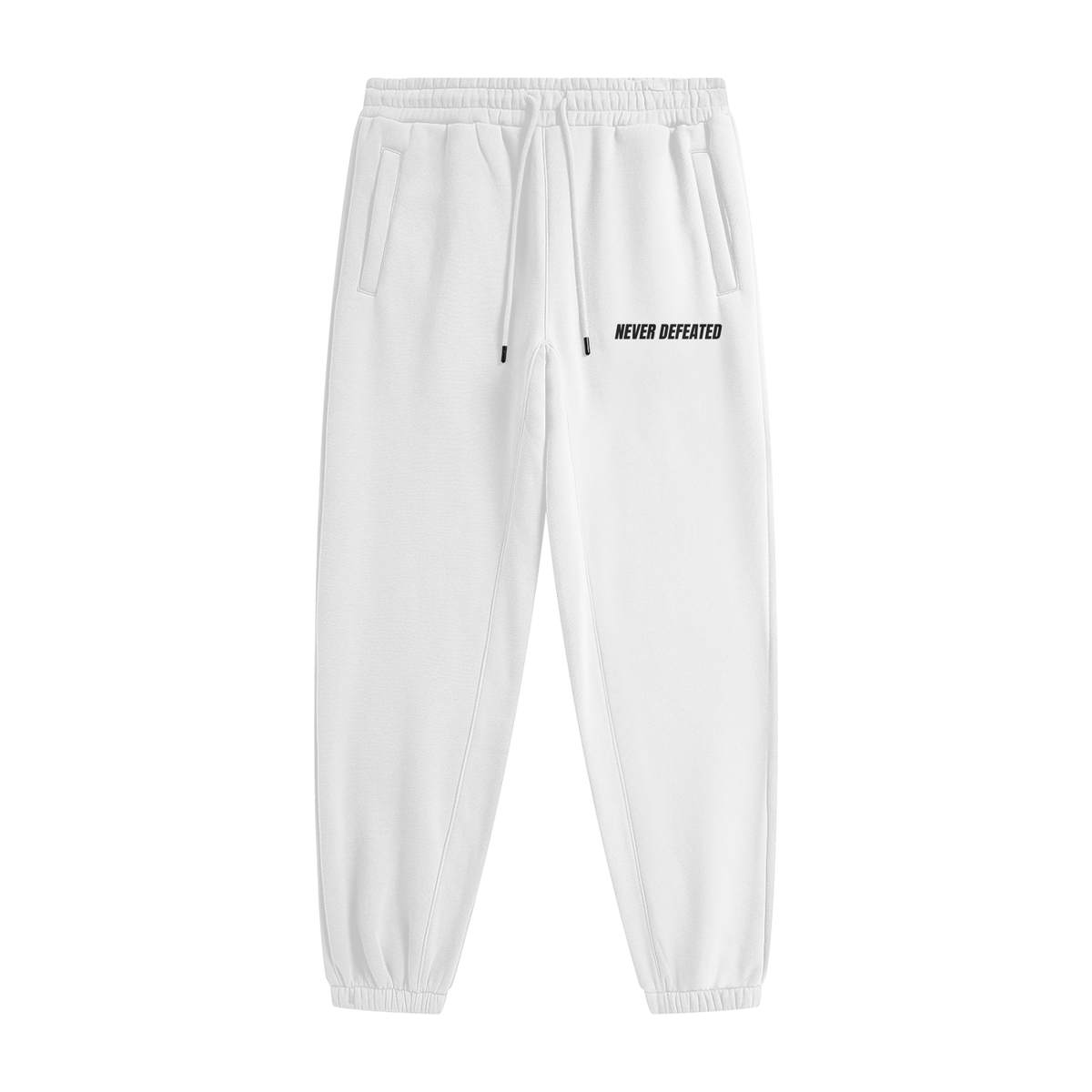 NEVER DEFEATED FLEECE JOGGERS ‘WHITE’