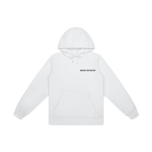 NEVER DEFEATED CLASSIC CORNER NAME HOODIE