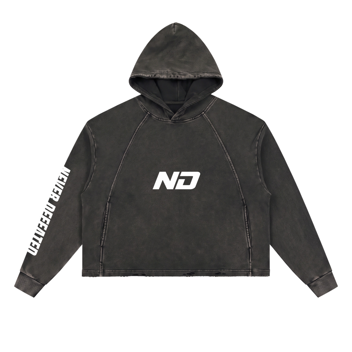 Vintage Washed Frayed-Hem Hoodie