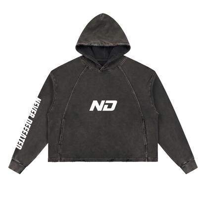 Vintage Washed Frayed-Hem Hoodie