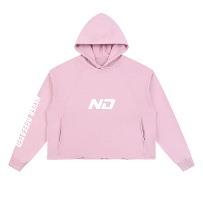 Vintage Washed Frayed-Hem Hoodie