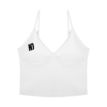 NEVER DEFEATED V-NECK YOGA TANK TOP 'WHITE'