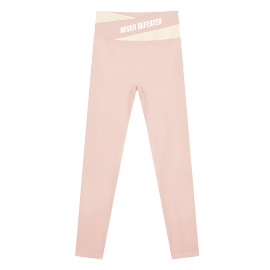 NEVER DEFEATED BLOCK YOGA LEGGINGS 'APRICOT'