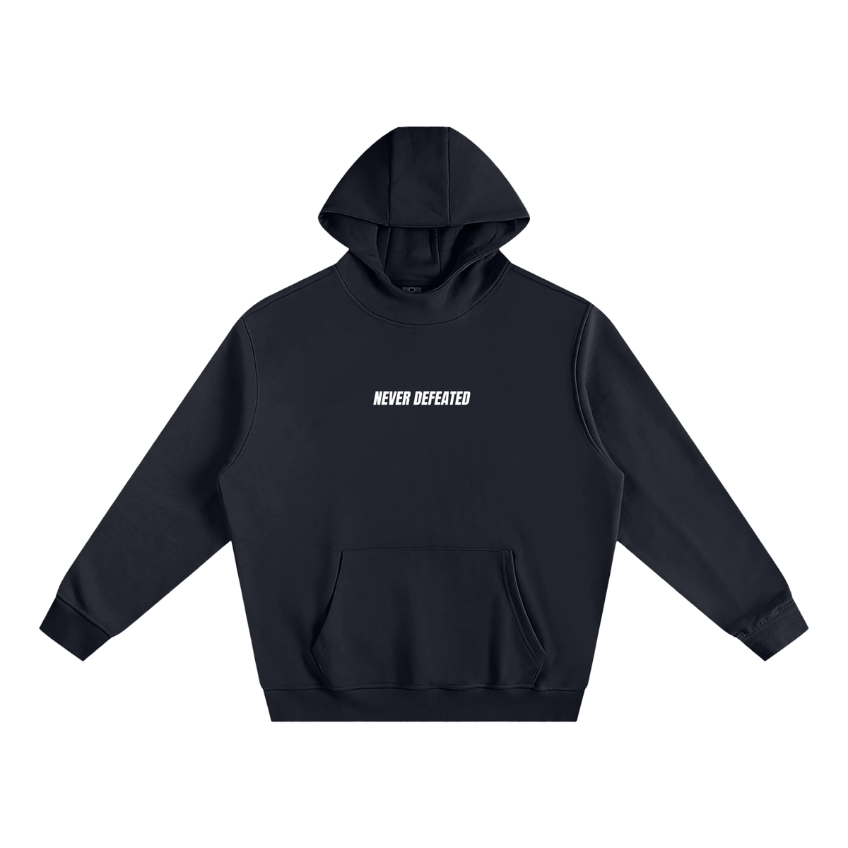 NEVER DEFEATED HIGH NECK HOODIE ‘BLACK’