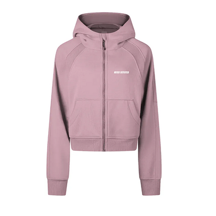 NEVER DEFEATED CROPPED ZIP HOODIE WOMEN 'VOLUME 1' PINK