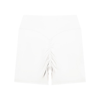 NEVER DEFEATED HIGH WAISTED YOGA SHORTS 'WHITE'