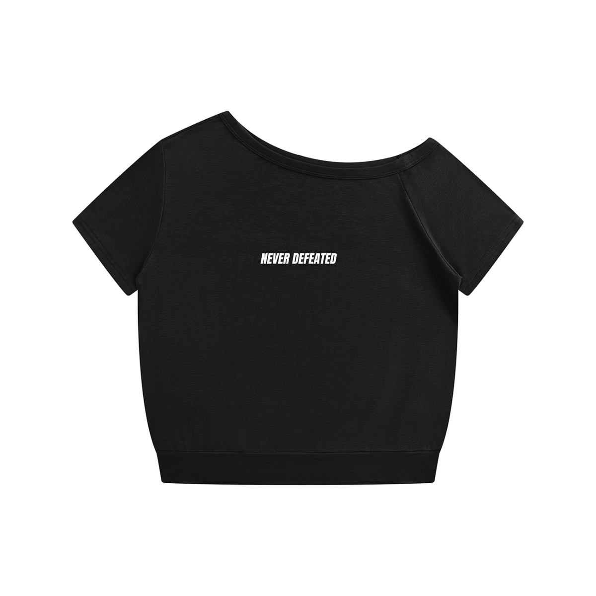 NEVER DEFEATED OFF-THE-SHOULDER TEE 'BLACK'