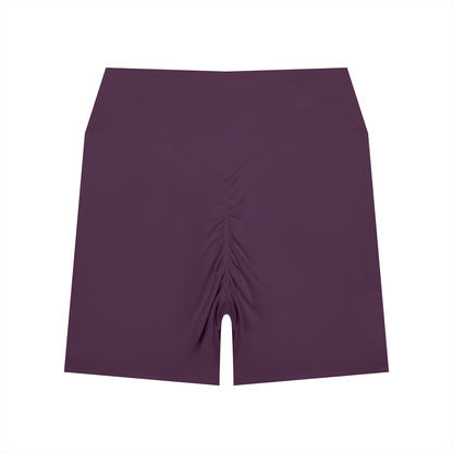 NEVER DEFEATED HIGH WAISTED YOGA SHORTS 'PURPLE'