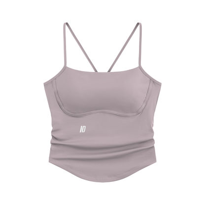 NEVER DEFEATED RUCHED YOGA TANK TOP 'PURPLE'