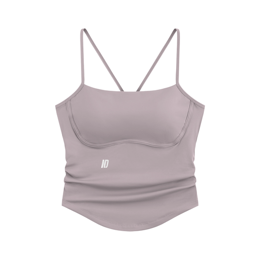 NEVER DEFEATED RUCHED YOGA TANK TOP 'PURPLE'