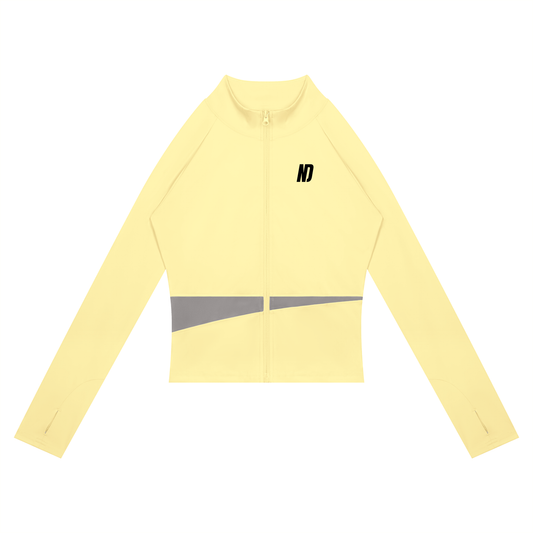 NEVER DEFEATED PANELED YOGA JACKET 'YELLOW'