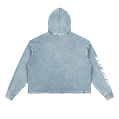 Vintage Washed Frayed-Hem Hoodie
