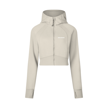 NEVER DEFEATED CROPPED ZIP HOODIE WOMEN 'VOLUME 1' APRICOT